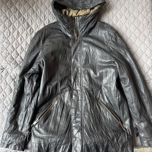 John Varvatos Black Leather Coat